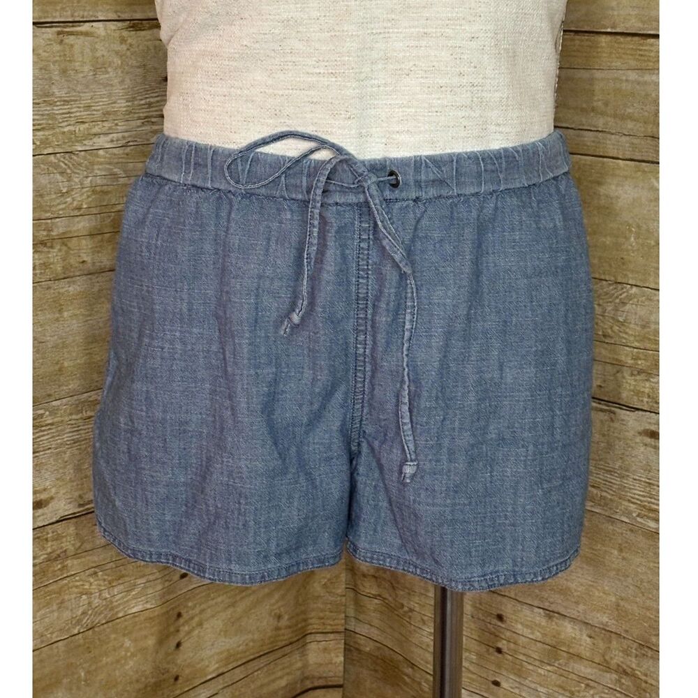 J.CREW PULL ON CASUAL EVERYDAY CHAMBRAY PREPPY COASTAL SEASIDE SHORTS SIZE LARGE